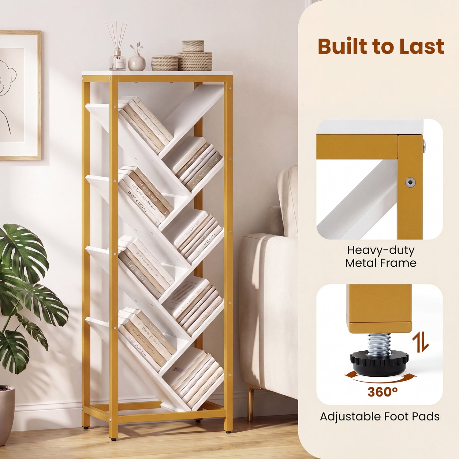 9-Tier Freestanding Bookcase, White Bookcases at Gallery Canada