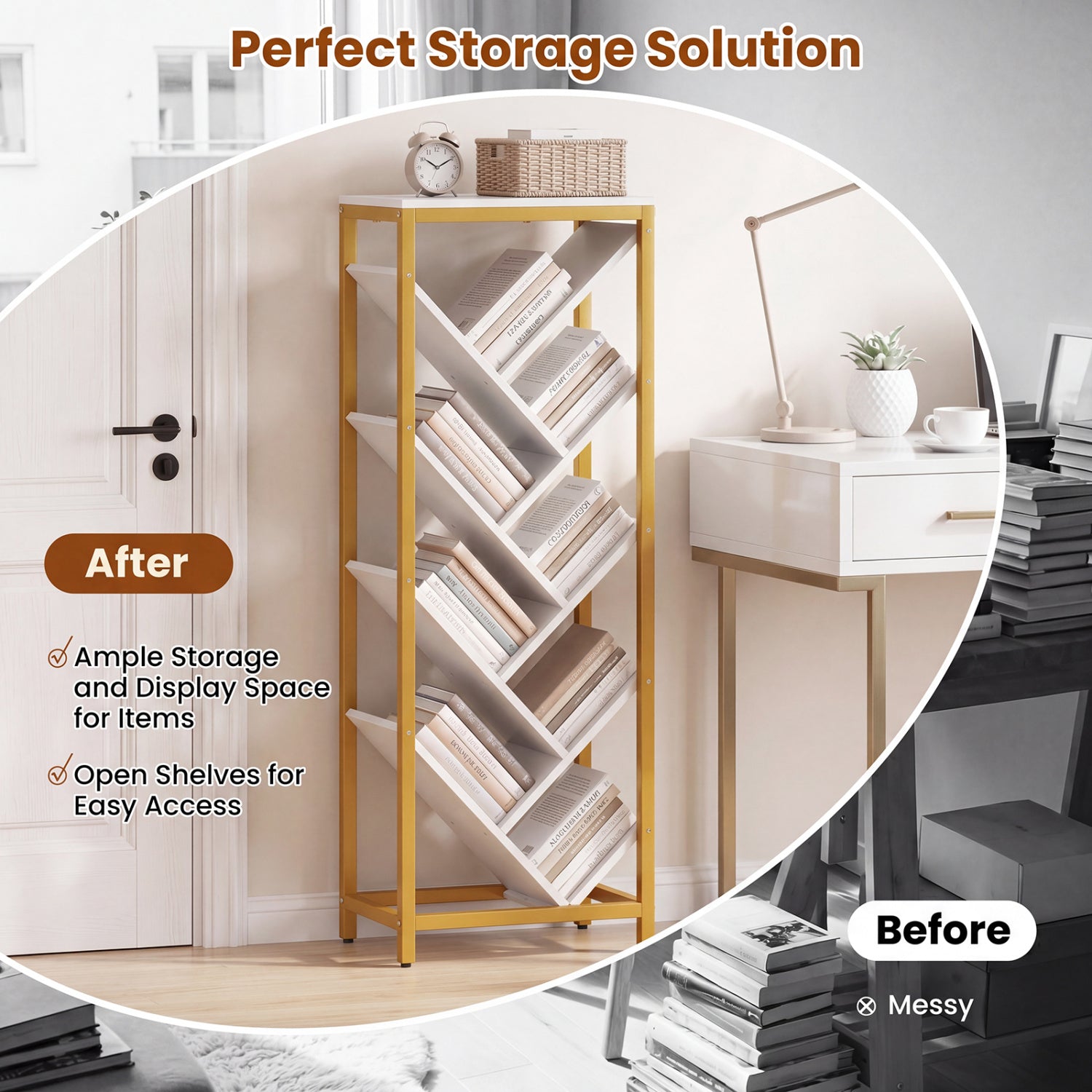 9-Tier Freestanding Bookcase, White Bookcases at Gallery Canada