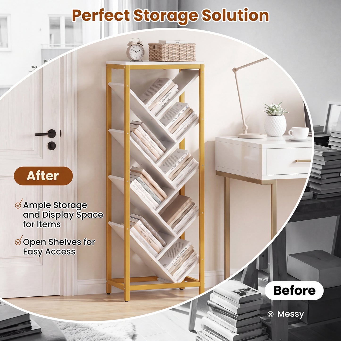 9-Tier Freestanding Bookcase, White Bookcases at Gallery Canada