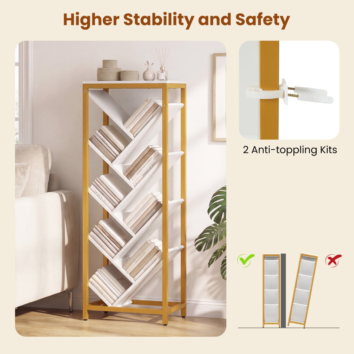 9-Tier Freestanding Bookcase, White Bookcases at Gallery Canada