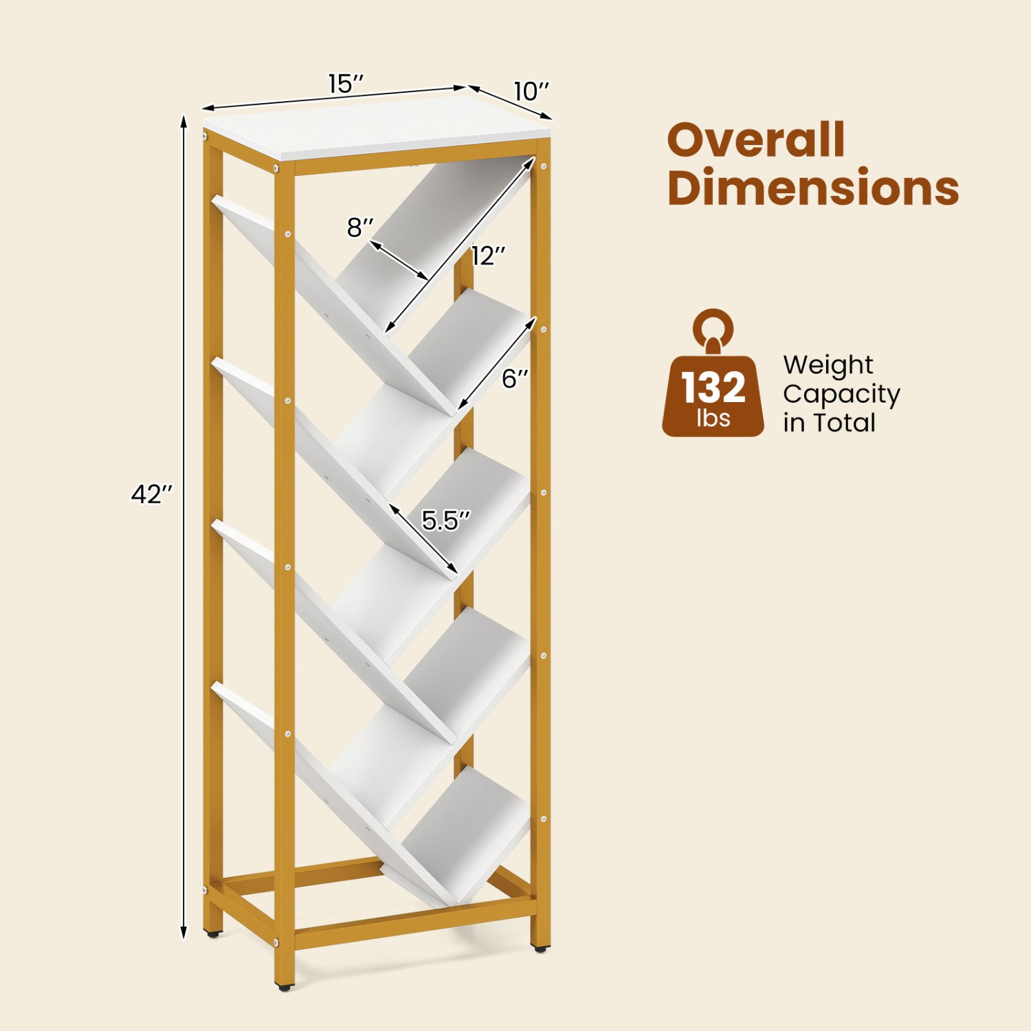 9-Tier Freestanding Bookcase, White Bookcases at Gallery Canada