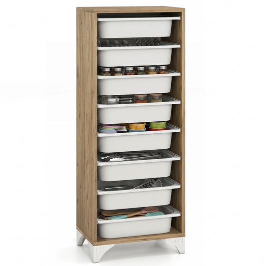 9-Tier Fruit and Vegetable Storage Rack Freestanding Wooden Pantry Organizer Cabinet Sideboards Cabinets & Buffets Oak and White at Gallery Canada