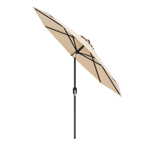 9 ft Outdoor Patio Table Umbrella, Push Button Tilt Crank, Beige