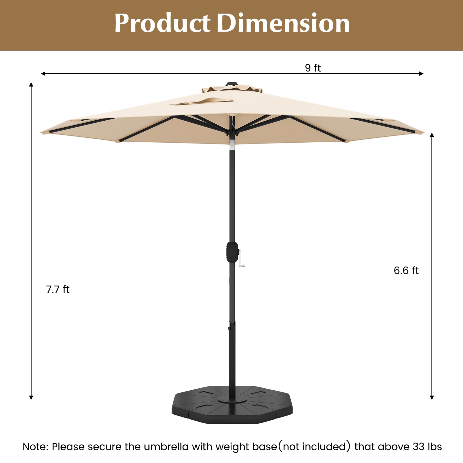 9 ft Outdoor Patio Table Umbrella, Push Button Tilt Crank, Beige Outdoor Umbrellas at Gallery Canada