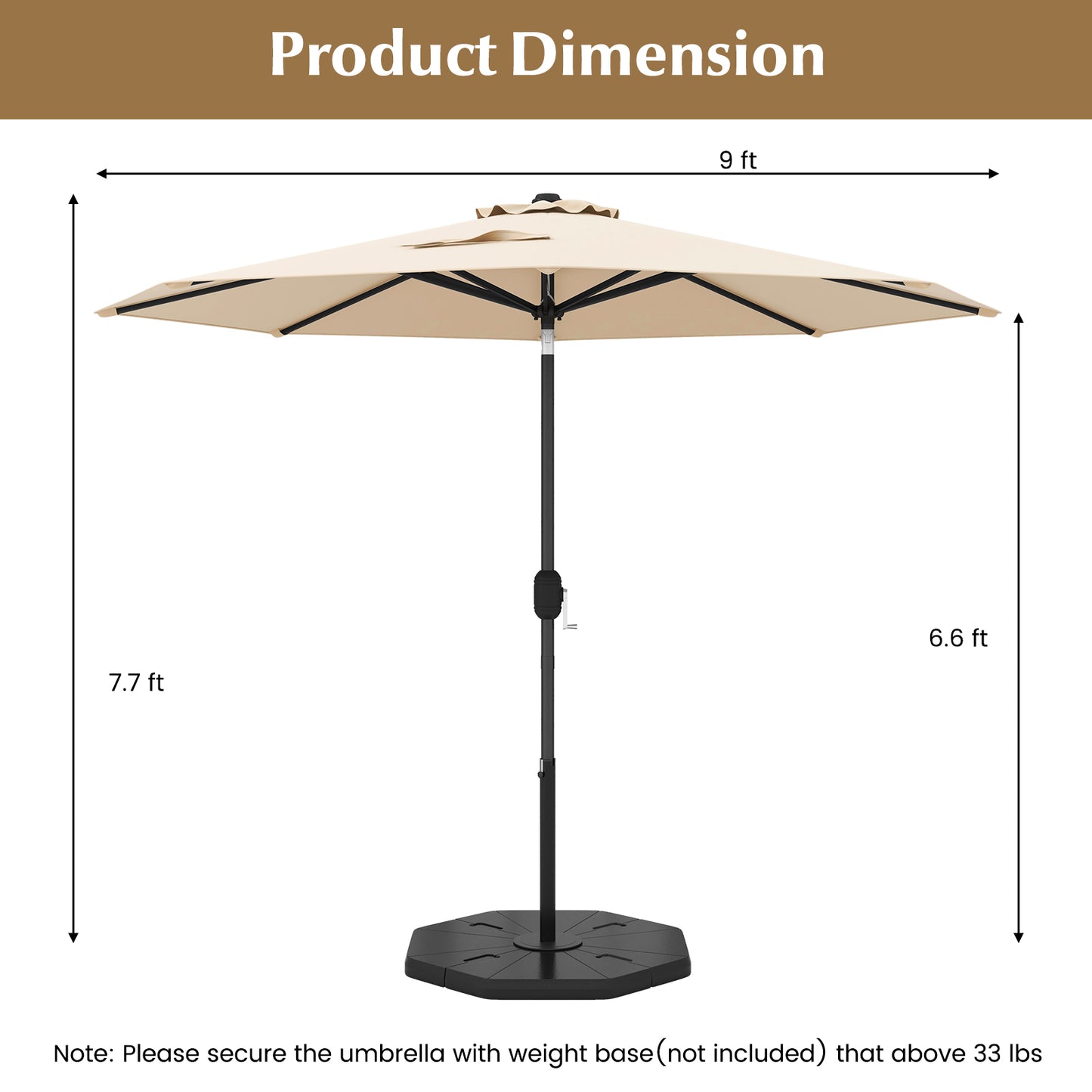 9 ft Outdoor Patio Table Umbrella, Push Button Tilt Crank, Beige Outdoor Umbrellas at Gallery Canada