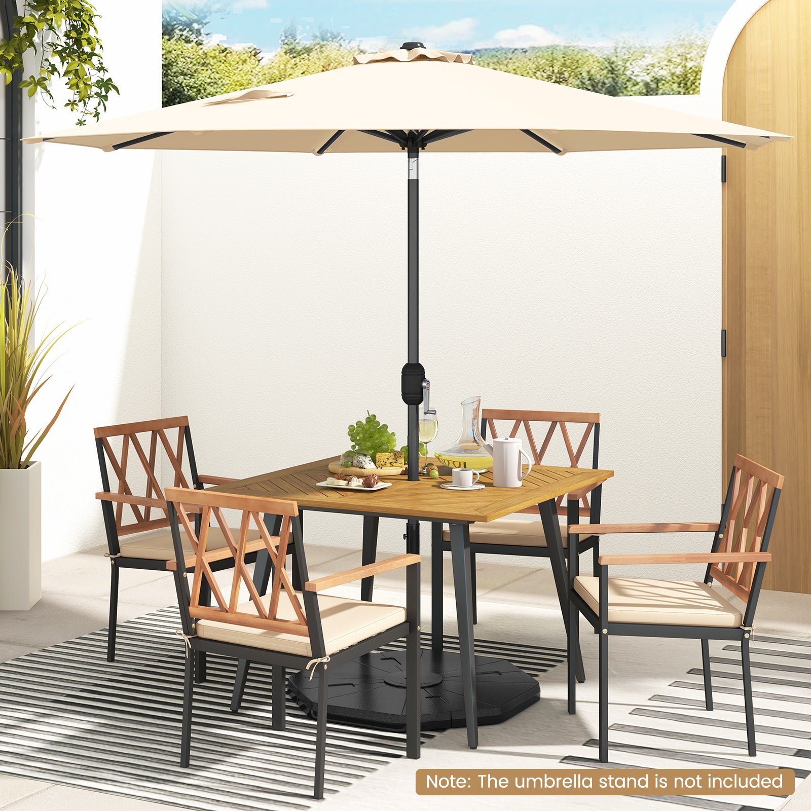 9 ft Outdoor Patio Table Umbrella, Push Button Tilt Crank, Beige Outdoor Umbrellas at Gallery Canada