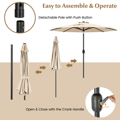 9 ft Outdoor Patio Table Umbrella, Push Button Tilt Crank, Beige Outdoor Umbrellas at Gallery Canada