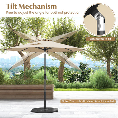 9 ft Outdoor Patio Table Umbrella, Push Button Tilt Crank, Beige Outdoor Umbrellas at Gallery Canada