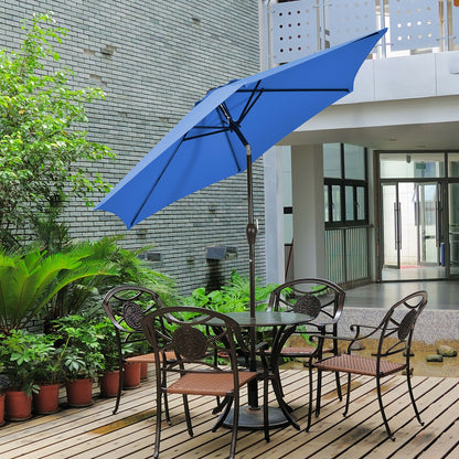 9ft Patio Market Table Umbrella, Push Button Tilt Crank, Blue Outdoor Umbrellas at Gallery Canada