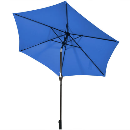 9ft Patio Market Table Umbrella, Push Button Tilt Crank, Blue Outdoor Umbrellas at Gallery Canada