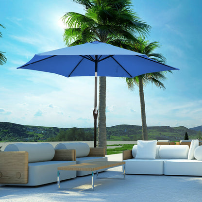 9ft Patio Market Table Umbrella, Push Button Tilt Crank, Blue Outdoor Umbrellas at Gallery Canada