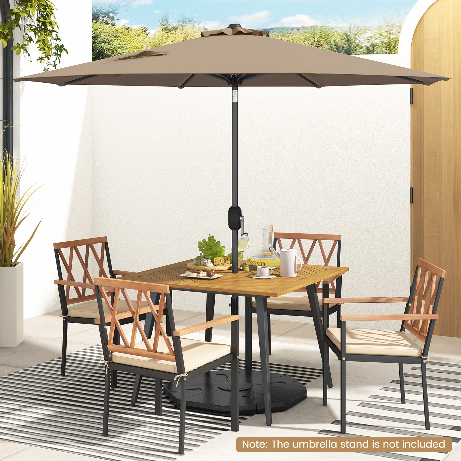 9 ft Outdoor Patio Table Umbrella, Push Button Tilt Crank Lift, Tan Outdoor Umbrellas at Gallery Canada