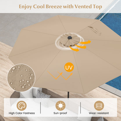 9 ft Outdoor Patio Table Umbrella, Push Button Tilt Crank Lift, Tan Outdoor Umbrellas at Gallery Canada
