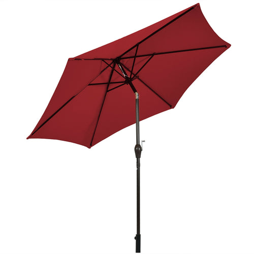 9FT Patio Umbrella, Steel Tilt Crank, Burgundy