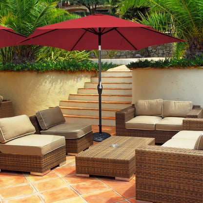 9FT Patio Umbrella, Steel Tilt Crank, Burgundy Outdoor Umbrellas at Gallery Canada