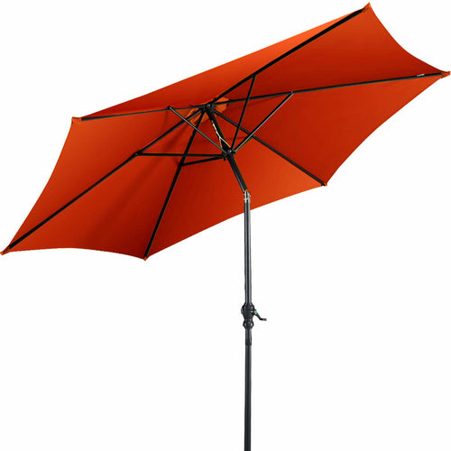 9ft Patio Market Table Umbrella, Push Button Tilt Crank, Orange