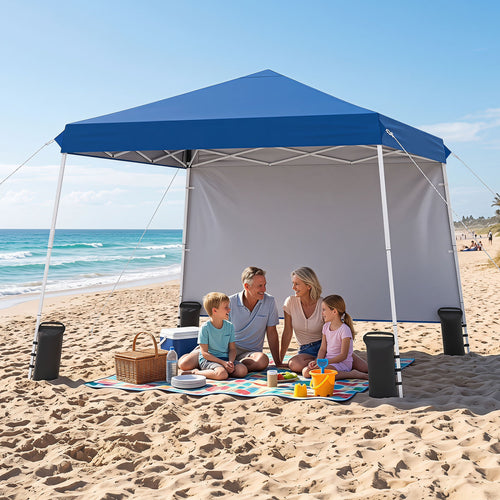 9 Ft x 9 Ft Pop Up Canopy Tent with Ground Stakes, Blue