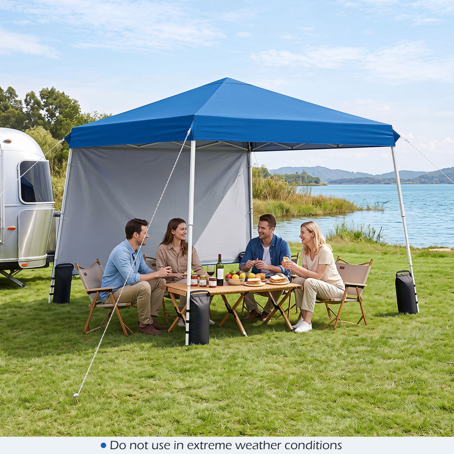 9 Ft x 9 Ft Pop Up Canopy Tent with Ground Stakes, Blue