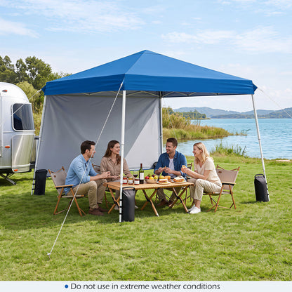 9 Ft x 9 Ft Pop Up Canopy Tent with Ground Stakes, Blue