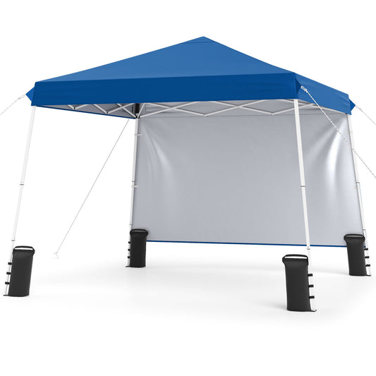9 Ft x 9 Ft Pop Up Canopy Tent with Ground Stakes, Blue Canopies Blue at Gallery Canada