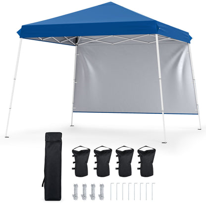 9 Ft x 9 Ft Pop Up Canopy Tent with Ground Stakes, Blue
