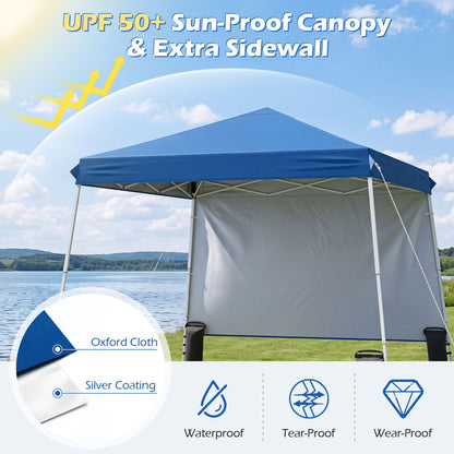 9 Ft x 9 Ft Pop Up Canopy Tent with Ground Stakes, Blue