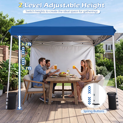 9 Ft x 9 Ft Pop Up Canopy Tent with Ground Stakes, Blue