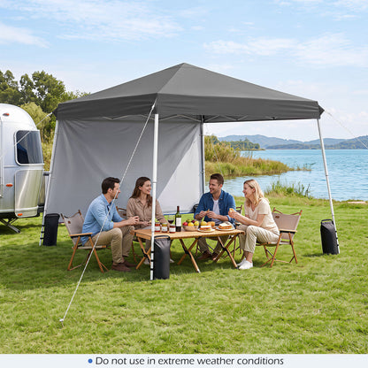9 X 9 Ft Pop Up Canopy Tent With Ground Stakes & Ropes, Gray