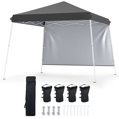 9 X 9 Ft Pop Up Canopy Tent With Ground Stakes & Ropes, Gray