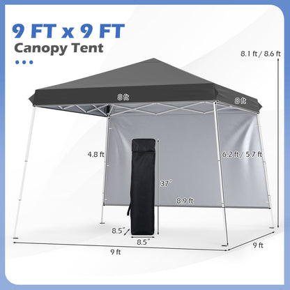 9 X 9 Ft Pop Up Canopy Tent With Ground Stakes & Ropes, Gray