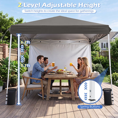 9 X 9 Ft Pop Up Canopy Tent With Ground Stakes & Ropes, Gray