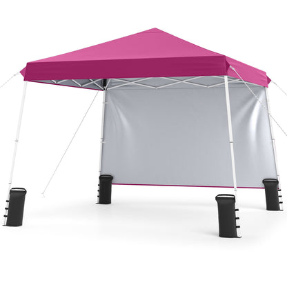 Tente à auvent pliable de 9 pi x 9 pi avec piquets de sol, cordes d'ancrage et sac de transport, rose