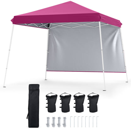 Tente à auvent pliable de 9 pi x 9 pi avec piquets de sol, cordes d'ancrage et sac de transport, rose