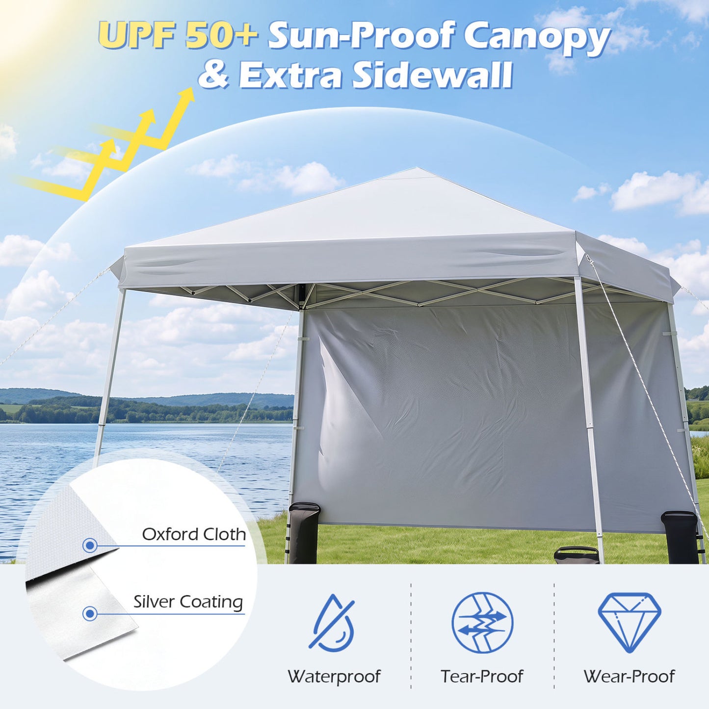 9 Ft x 9 Ft Pop Up Canopy Tent with Carry Bag, White