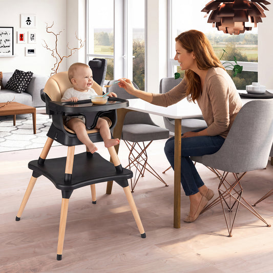 9-In-1 Convertible High Chair, Solid Wood Legs, Black