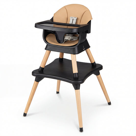 9-In-1 Convertible High Chair, Solid Wood Legs, Black