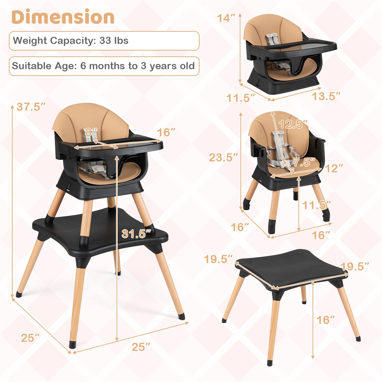 9-In-1 Convertible High Chair, Solid Wood Legs, Black High Chairs at Gallery Canada