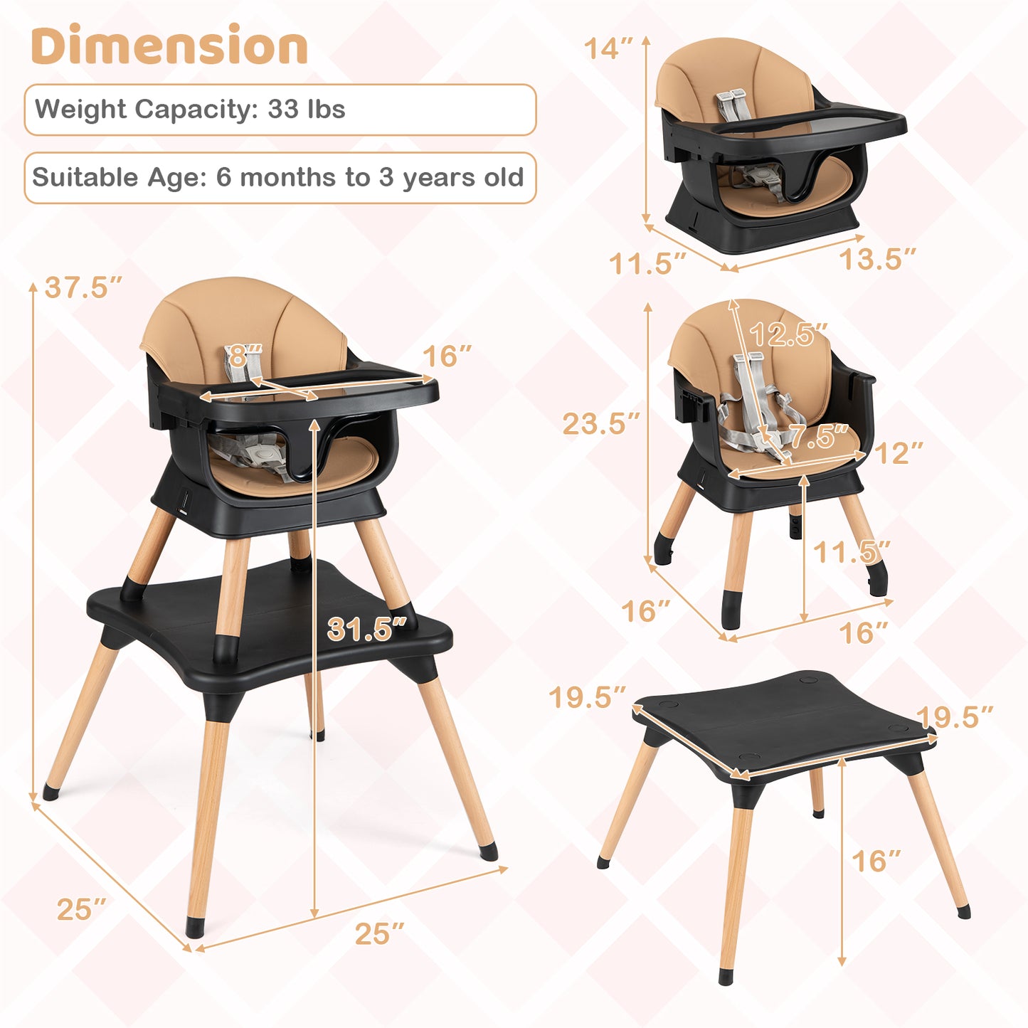 9-In-1 Convertible High Chair, Solid Wood Legs, Black High Chairs at Gallery Canada