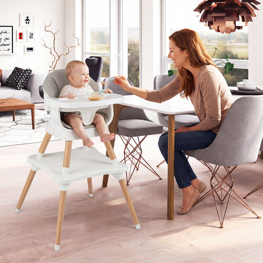 9-In-1 Convertible High Chair, Solid Wood Legs, White