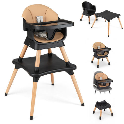 9-In-1 Convertible High Chair, Solid Wood Legs, Black