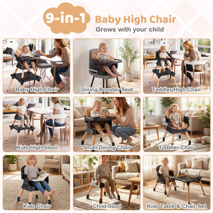 9-In-1 Convertible High Chair, Solid Wood Legs, Black High Chairs at Gallery Canada