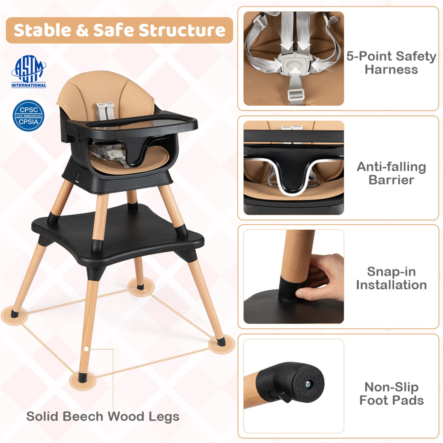 9-In-1 Convertible High Chair, Solid Wood Legs, Black High Chairs at Gallery Canada