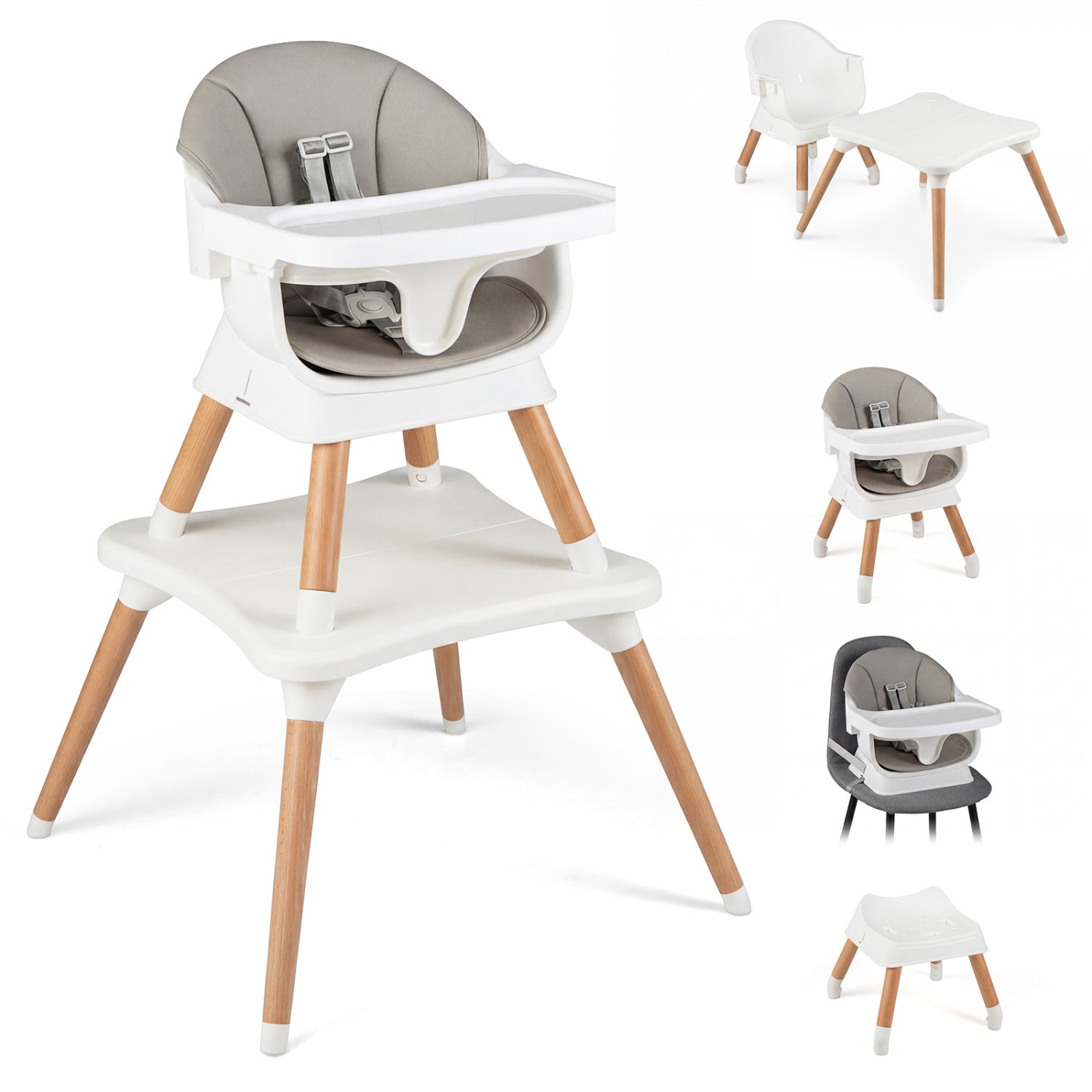 9-In-1 Convertible High Chair, Solid Wood Legs, White High Chairs at Gallery Canada