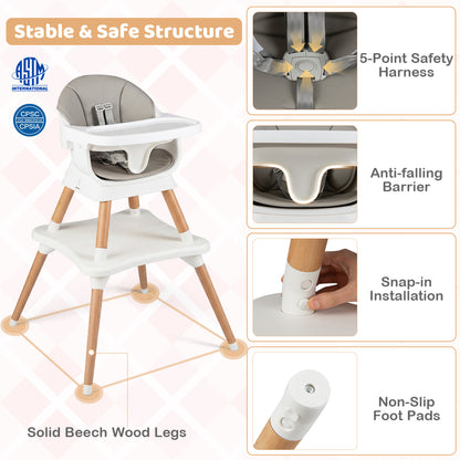 9-In-1 Convertible High Chair, Solid Wood Legs, White High Chairs at Gallery Canada