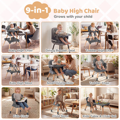 9-In-1 Convertible High Chair, Solid Wood Legs, Gray High Chairs at Gallery Canada