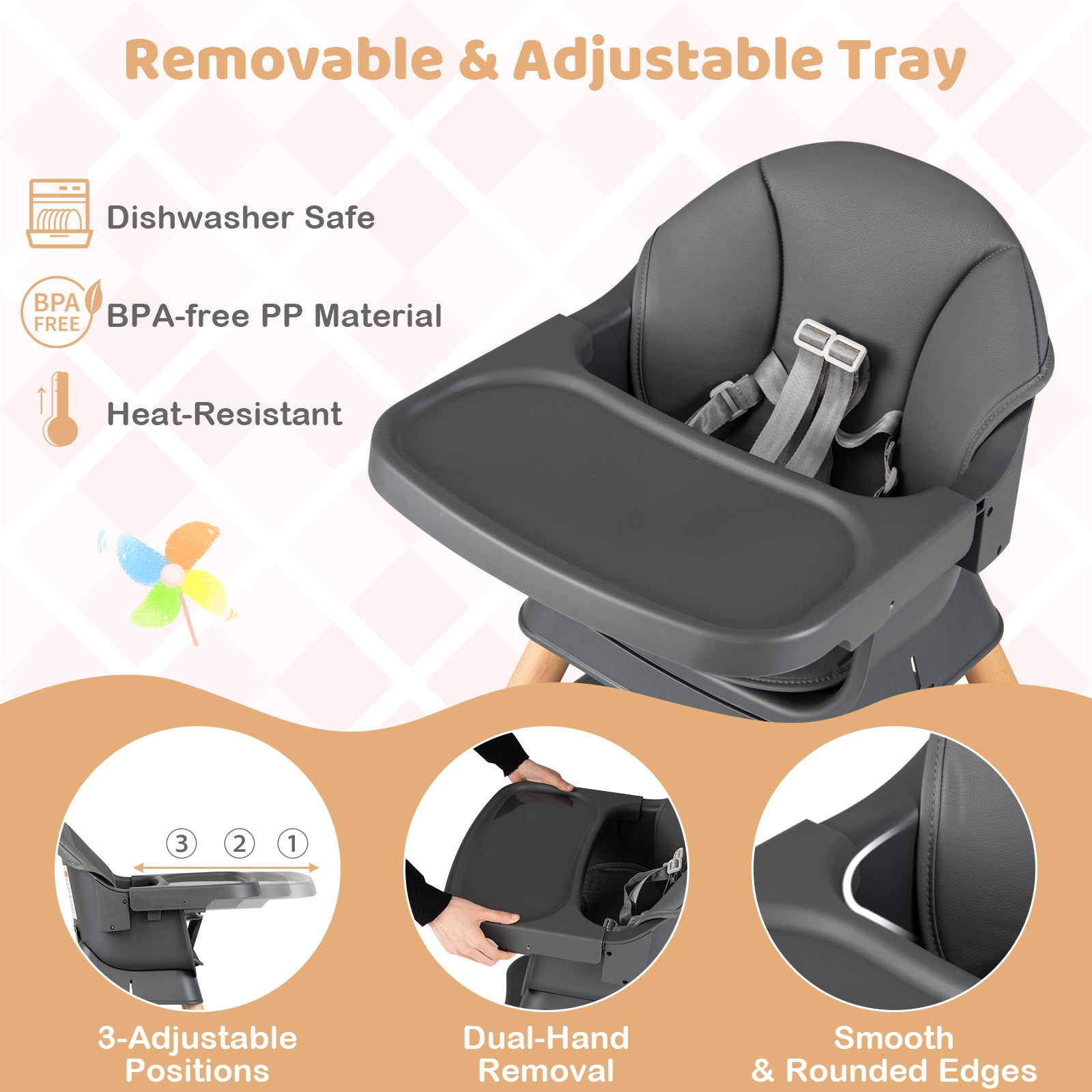 9-In-1 Convertible High Chair, Solid Wood Legs, Gray High Chairs at Gallery Canada