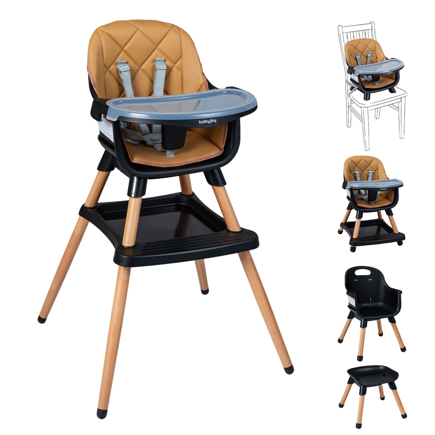 9-In-1 Convertible High Chair, With Seat Cushion, Black Brown High Chairs at Gallery Canada