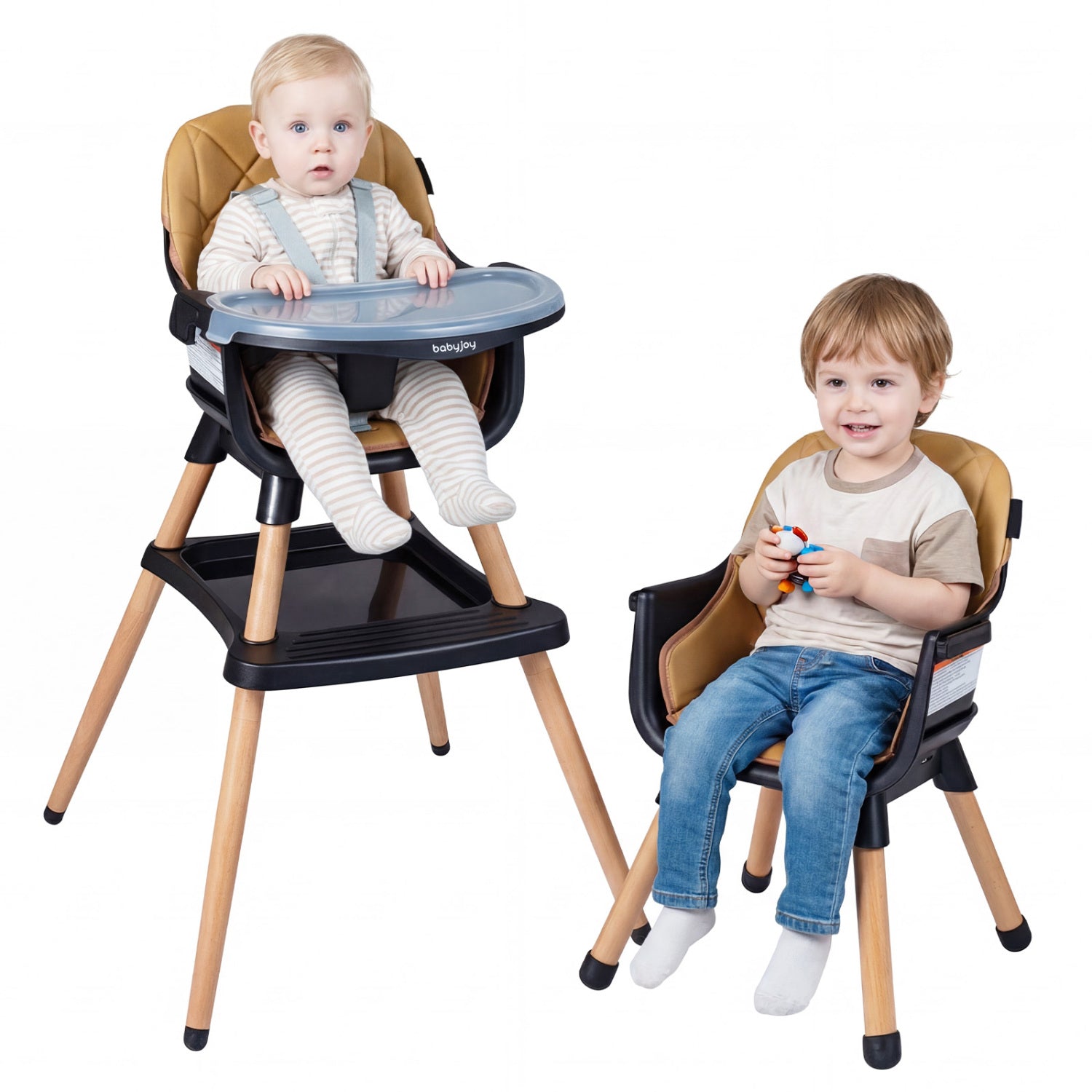 9-In-1 Convertible High Chair, With Seat Cushion, Black Brown High Chairs at Gallery Canada