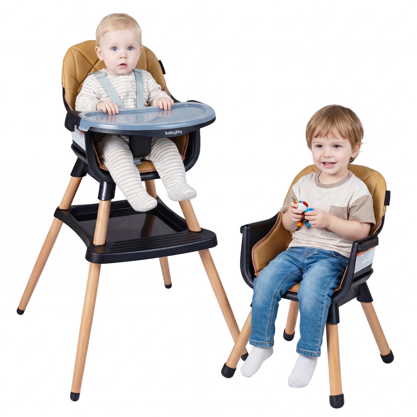 9-In-1 Convertible High Chair, With Seat Cushion, Black Brown High Chairs at Gallery Canada