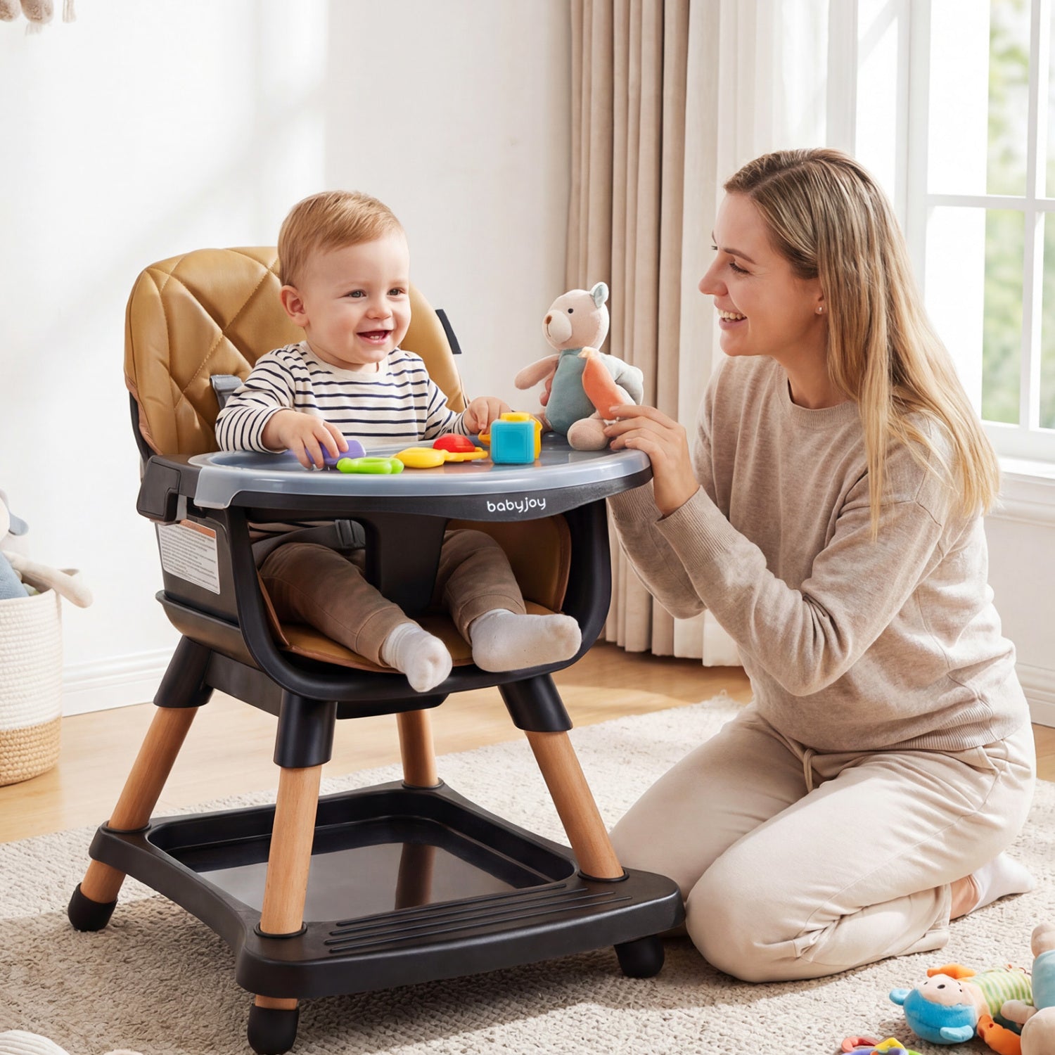 9-In-1 Convertible High Chair, With Seat Cushion, Black Brown High Chairs at Gallery Canada